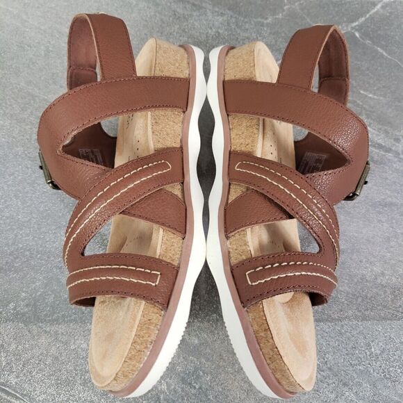 Clarks Collection Sandals 6.5 M Brown Leather Brynn Step Adjustable Strap Shoes - Picture 3 of 12